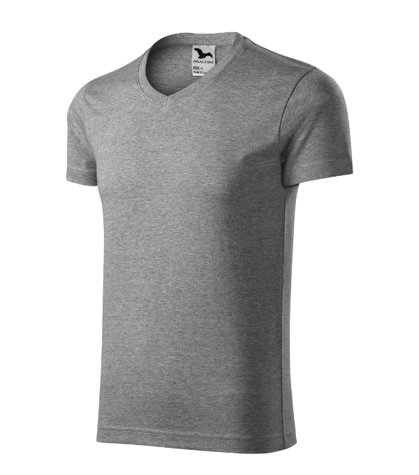 Slim Fit V-neck 146: tmavosivý melír