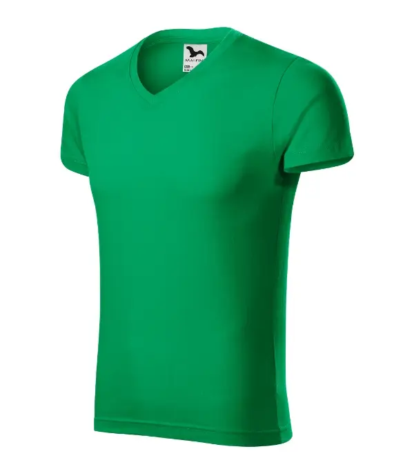 Slim Fit V-neck 146: trávovo zelená