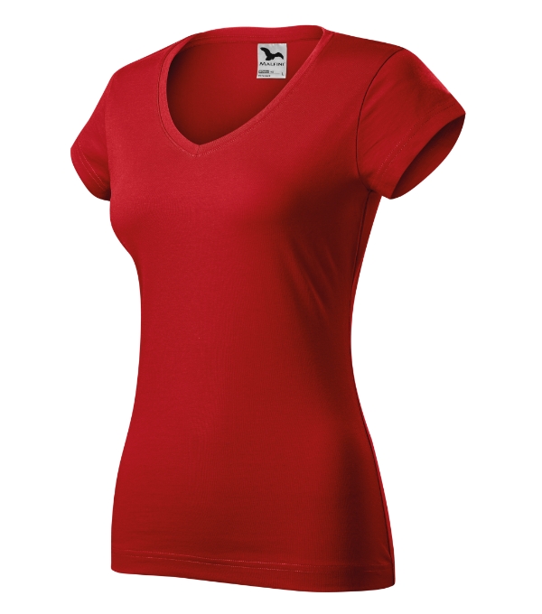 Fit V-neck 162: červená